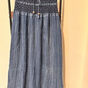 Tantrums Navy and Light Blue Maxi Denim Skirt